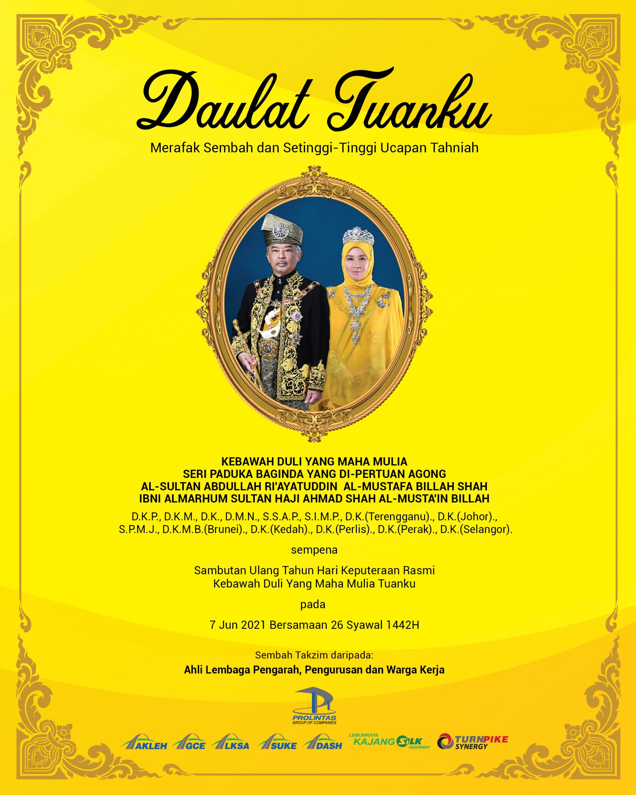 Daulat Tuanku – Sembah Takzim daripada PROLINTAS