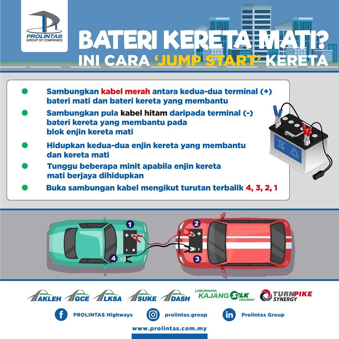 Bateri Kereta Mati? Ini Cara ‘Jump Start’ Kereta