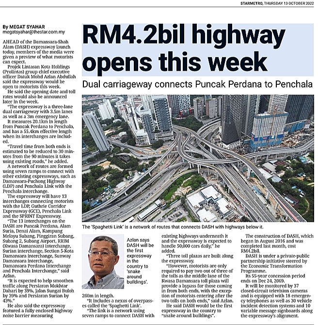 The Star | RM4.2bil highway opens this week