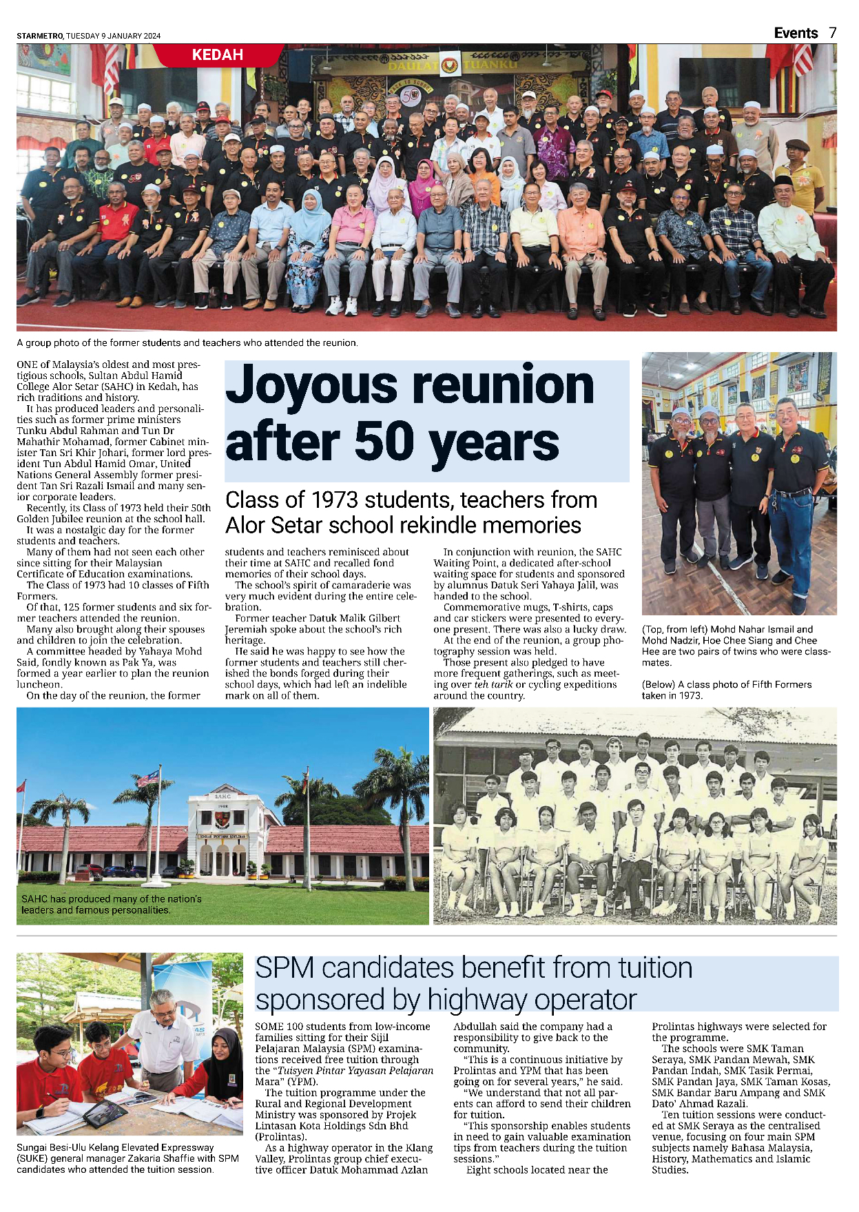THE STAR – SPM CANDIDATES BENEFIT FROM TUITION SPONSORED BY HIGHWAY OPERATOR